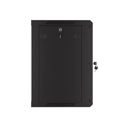 Lanberg fali rackszekrény (19", 12U, 600x450 mm, perforált ajtó, lapraszerelt, fekete)