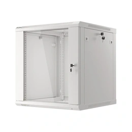 Lanberg fali rackszekrény (19", 12U, lapraszerelt, 600x600mm, edzett üveg ajtó, szürke)