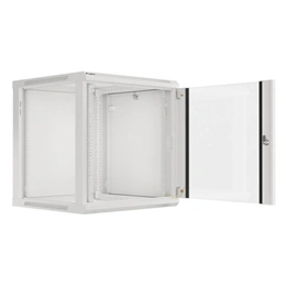 Lanberg fali rackszekrény (19", 12U, lapraszerelt, 600x600mm, edzett üveg ajtó, szürke)
