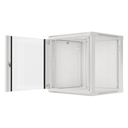 Lanberg fali rackszekrény (19", 12U, lapraszerelt, 600x600mm, edzett üveg ajtó, szürke)