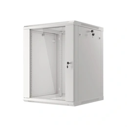 Lanberg fali rackszekrény (19", 15U, 600x600 mm, üvegajtó, lapraszerelt, szürke)