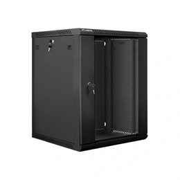 Lanberg fali rackszekrény (19", 15U, 600x600, üvegajtó, lapraszerelt, 600mm mély, fekete)