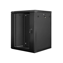 Lanberg fali rackszekrény (19", 15U, 600x600, üvegajtó, lapraszerelt, 600mm mély, fekete)