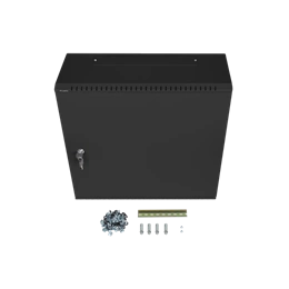 Lanberg fali rackszekrény (19", 6U+3U, 540x200 mm, alacsony profil, összeszerelt, fekete)