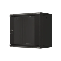 Lanberg fali rackszekrény (19", 9U, 540x350 mm, üvegajtó, lapraszerelt, fekete)