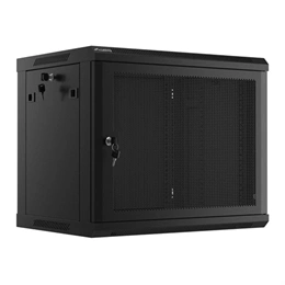 Lanberg fali rackszekrény (19", 9U, 600x450 mm, perforált ajtó, lapraszerelt, fekete)