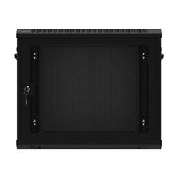 Lanberg fali rackszekrény (19", 9U, 600x450 mm, perforált ajtó, lapraszerelt, fekete)
