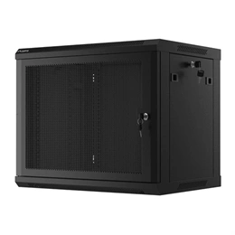 Lanberg fali rackszekrény (19", 9U, 600x450 mm, perforált ajtó, lapraszerelt, fekete)
