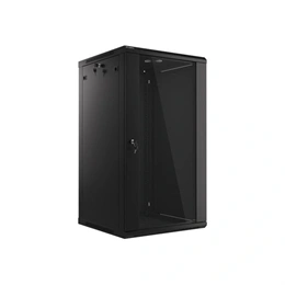 Lanberg rackszekrény (19", 22U, 600x600 mm, 529,5 mm mély, lapraszerelt, edzett üveg ajtó, fekete)