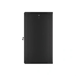 Lanberg rackszekrény (19", 22U, 600x600 mm, 529,5 mm mély, lapraszerelt, edzett üveg ajtó, fekete)