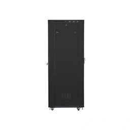 Lanberg rackszekrény (19", 27U, 800x1200 mm, lapraszerelt, perforált ajtó, LCD kijelző, fekete)