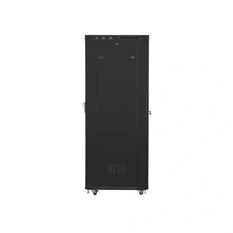 Lanberg rackszekrény (19", 27U, 800x1200 mm, lapraszerelt, perforált ajtó, LCD kijelző, fekete)
