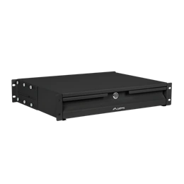 Lanberg rackszekrény fiók (19", 2U, 483x360mm, 90kg, 4-pontos szerelés, fekete)