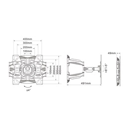 MULTIBRACKETS Flexarm Full Motion dupla fali konzol (40"-70", VESA 400x400, max. 45 kg, fekete)