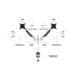 Multibrackets 2 karos asztali konzol (15-32", VESA 75x75/100x100, max. 10 kg, dönthető, forgatható, fehér)