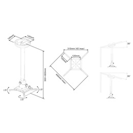 Multibrackets M Universal mennyezeti konzol (500-800 mm, max. 20 kg, fehér)