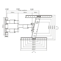 Multibrackets M VESA Flexarm Thin fali konzol (32"-55", VESA 600x400, max. 30 kg, fekete)