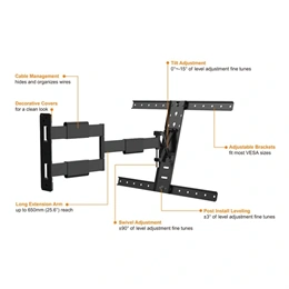Multibrackets M VESA Flexarm Thin fali konzol (32"-55", VESA 600x400, max. 30 kg, fekete)