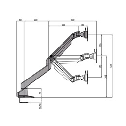 Multibrackets M gázrugós egykaros asztali konzol (15-34", VESA 75x75/100x100, max. 10 kg, fekete)
