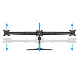 Multibrackets asztali monitorállvány, 3 képernyős rögzítőkar (15–24", VESA 75x75/100x100, dönthető, forgatható, fekete)