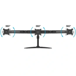 Multibrackets asztali monitorállvány, 3 képernyős rögzítőkar (15–24", VESA 75x75/100x100, dönthető, forgatható, fekete)