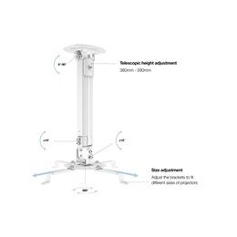 Multibrackets mennyezeti projektor konzol M Universal I (13,5 kg, 380-580 mm, fehér)
