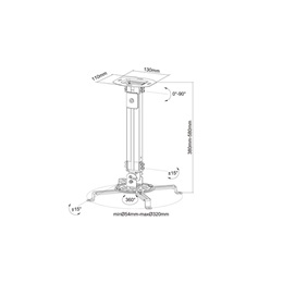 Multibrackets mennyezeti projektor konzol M Universal I (13,5 kg, 380-580 mm, fehér)