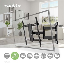 NEDIS TVWM6570BK fali tartó konzol (43"-100", VESA 400x200-800x600, max 70 kg, dönthető 15°, forgatható 0-180°, fekete