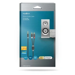 Nedis CABW22200AT100 sztereó audió kábel 3,5 mm sztereó jack - 2x RCA (10 m, aranyozott, antracit)