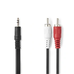 Nedis CAGL22200BK150 sztereó audiókábel (3,5 mm jack dugó - 2 x RCA dugó, 15 m)