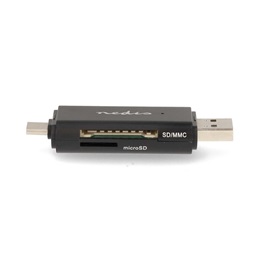 Nedis CRDRU3110BK USB kártyaolvasó (USB 3.2 Gen1, USB-C, microSD/microSDHC/microSDXC/SD/SDHC/SDXC, fekete)