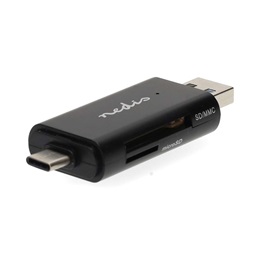 Nedis CRDRU3110BK USB kártyaolvasó (USB 3.2 Gen1, USB-C, microSD/microSDHC/microSDXC/SD/SDHC/SDXC, fekete)