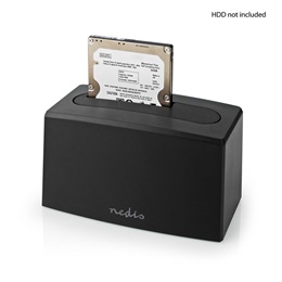 Nedis HDDUSB3210BK HDD/SSD dokkoló (egyrekeszes, 2,5"/3,5", SATA III, USB 3.2 Gen1, USB Type-A, fekete)