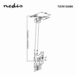Nedis TVCM1330BK mennyezeti TV/monitor tartó (26-42", VESA 100x100/200x100/200x200/400x200/400x400, 20 kg, dönthető 12°