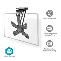 Nedis TVCM5850BK motoros mennyezeti tartó konzol (23"-65", 30 kg, VESA 400x400, 400x200, 300x300, 200x200, 100x100, Wi-F