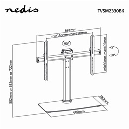 Nedis TVSM2330BK falitartó konzol (32"-65", VESA 200x100-600x400, 45 kg, dönthető, forgatható, kábelkezelés, fekete)