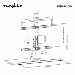 Nedis TVSM5120GY asztali TV állvány (37-75", VESA 600x400, max 40 kg)
