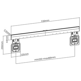 Nedis TVWM5090BK fali tartó konzol (43-100", 75 kg teherbírás, faltáv 9,5 mm, VESA 400x200/400x400/600x400, fekete)