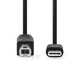 Nedis USB adatkábel (USB-C - USB-B, USB 2.0, 480 Mbps, 1 m, fekete)