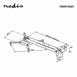 Nedis fali projektor konzol (185-327 mm, max. 10 kg, acél, ezüst, 0-360°)