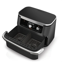 Ninja Foodi AF500EU forrólevegős sütő (10,4 L, 2470 W, 7 funkció, dupla fiókos, időzítő, fekete/szürke)