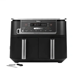 Ninja Foodi MAX AF451EU Dual Zone forrólevegős sütő (9,5 l, 2470 W, 2x4,75 l kosár, digitális maghőmérő, 40–240 °C, feke