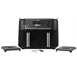 Ninja Foodi MAX AF451EU Dual Zone forrólevegős sütő (9,5 l, 2470 W, 2x4,75 l kosár, digitális maghőmérő, 40–240 °C, feke