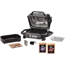 Ninja Woodfire OG701EU elektromos grill és füstölő (Woodfire, kültéri, 7 mód, IPX4, szürke/fekete)