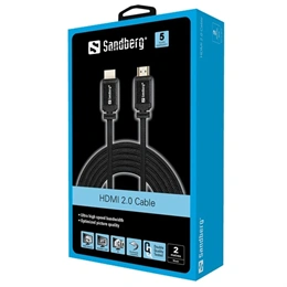 SANDBERG HDMI kábel (HDMI 2.0, 19M-19M, 2 m, fekete)