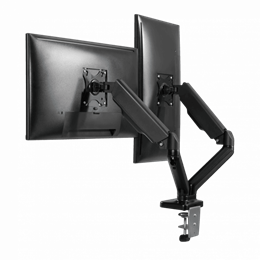 SBOX LCD-S024 dupla asztali monitor tartó konzol (13"-27", VESA 75x75/100x100, max. 6 kg, dönthető, forgatható, fekete)