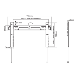 SBOX PLB-5746F fix falitartó (37-70", 35 kg, VESA 600x400 mm, fekete)