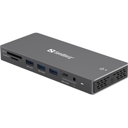 Sandberg USB-C dokkoló (13 az 1-ben, 2x HDMI 4K@60Hz, DP 4K@60Hz, 3x USB3.0, USB-C PD100W, RJ45 1Gb, SD/microSD)
