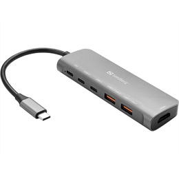 Sandberg USB-C dokkoló (HDMI, 2x USB-A, 2x USB-C, PD 100W, alumínium ház, 4K@60Hz)