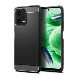 Spigen Rugged Armor szilikon telefonvédő (ütésállóság, légpárnás sarok, karbon minta, prémium, fekete)
